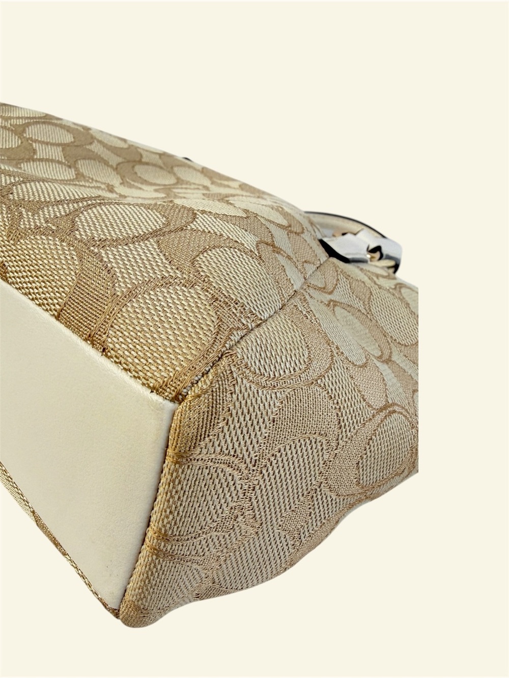Coach Signature Canvas Mini Kelsey Satchel Beige White Leather Crossbody bag - Picture 7 of 13